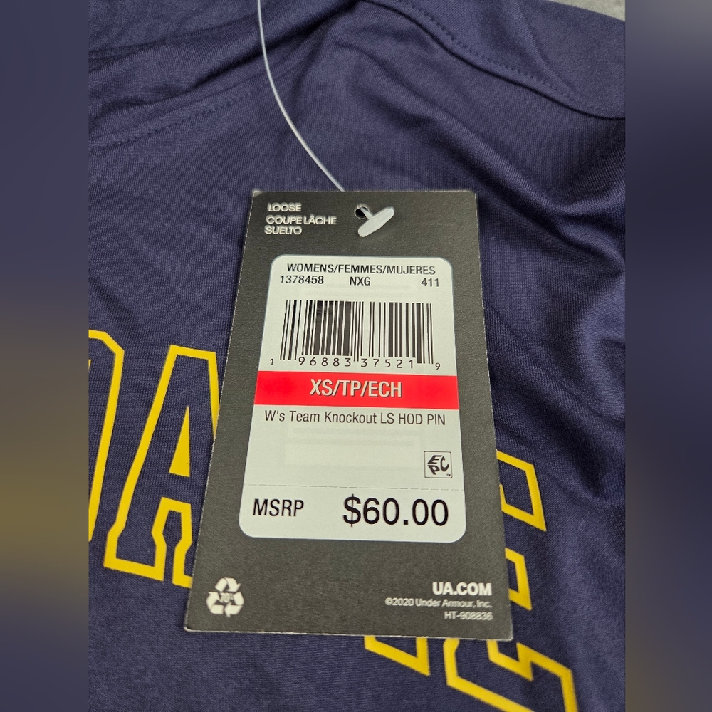Under Armour Knockout Hoodie Womens XS Blue Long Sleeve Pullover Notre Dame Logo - Picture 5 of 6